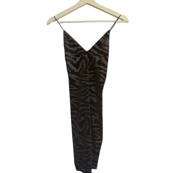 H&M black sequin zebra print dress Size Small - Picture 1 of 7